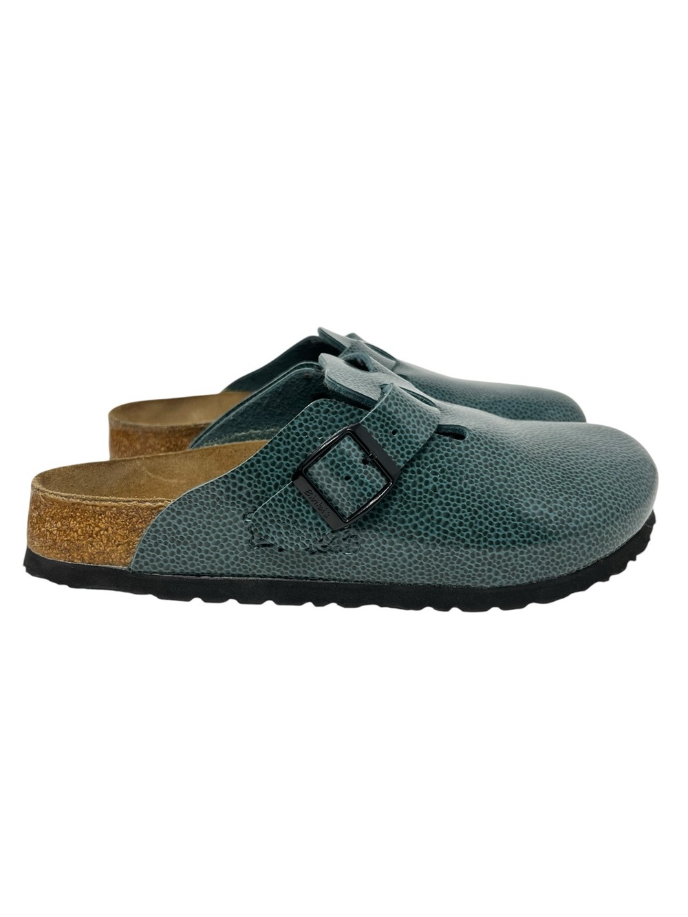 Birkenstock Teal Textured Slip-On Clog with Black Buckle Birkis - Picture 2 of 9